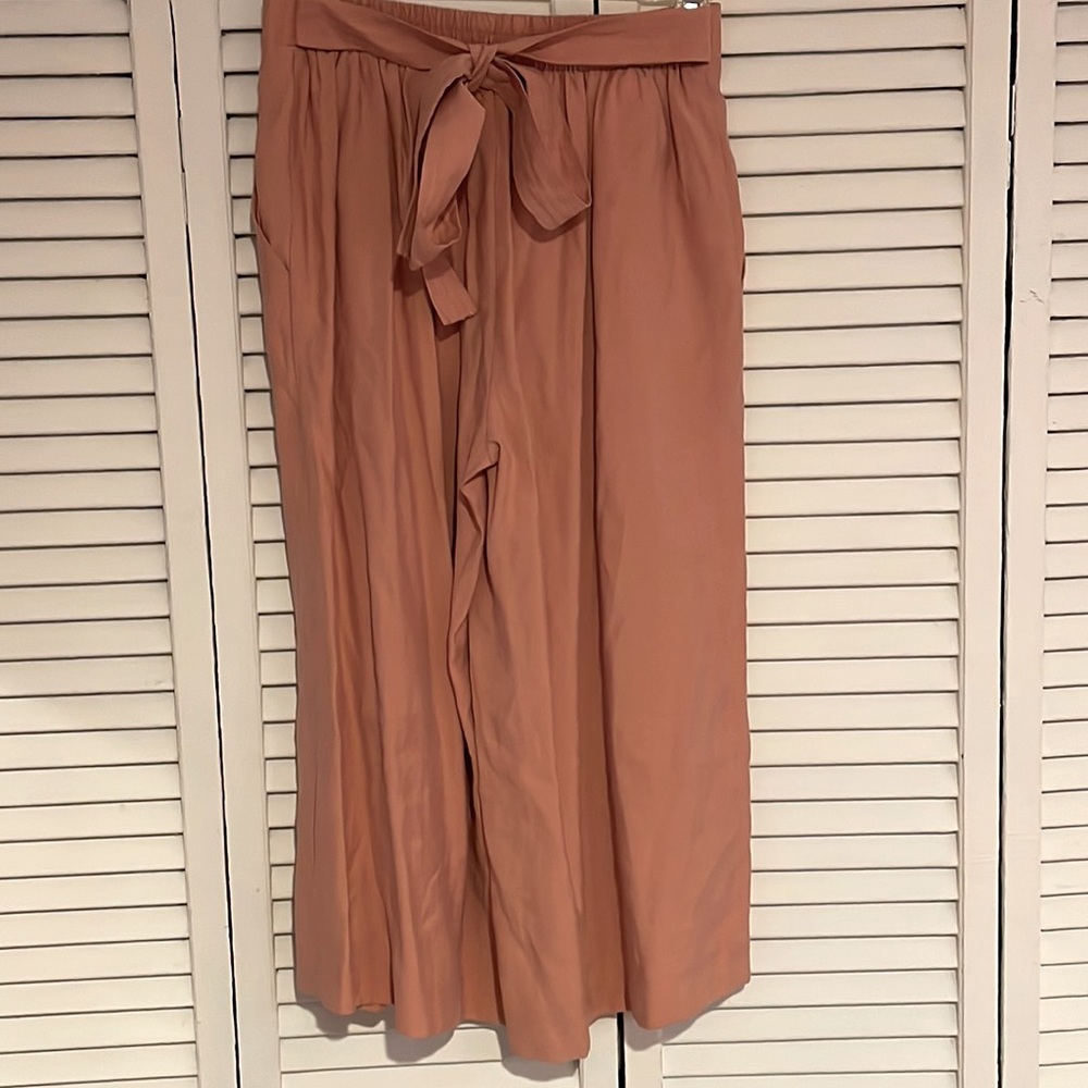 BCBGMAXAZRIA peach striped wide leg pants